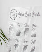 Acrylic seating chart, find your seat sign